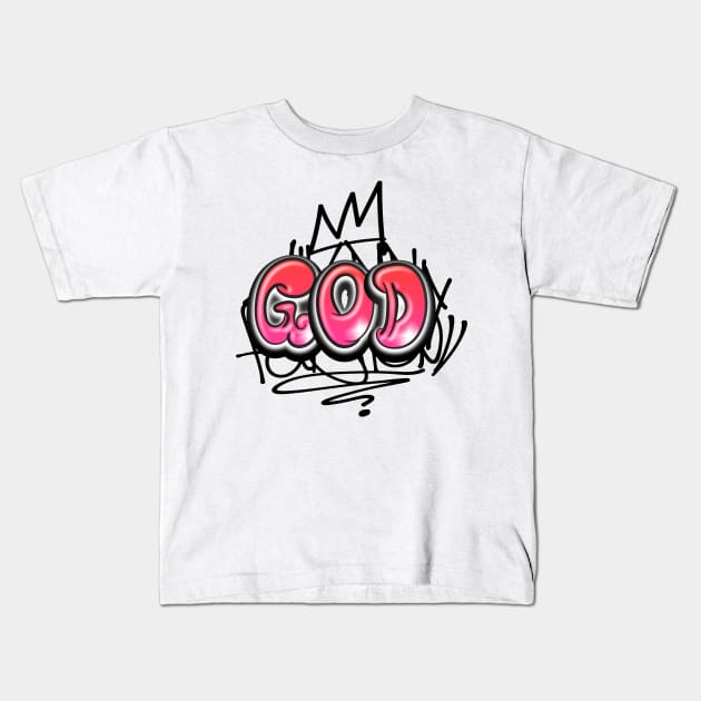 God Christian Graffiti t-shirt Kids T-Shirt by Mister Graffiti